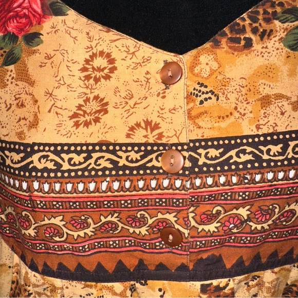 Vtg Phases Women’s House Patio Dress Size Med Cheetah Rose Print 100% Cotton - Picture 7 of 14